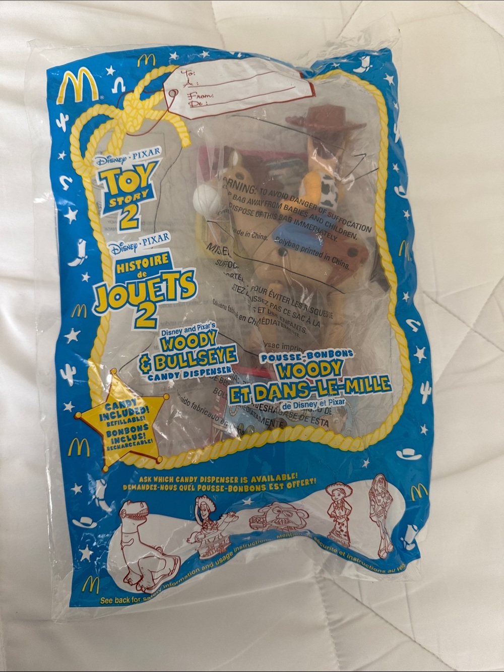 McDonald's Toy Story 2 Woody & Bullseye Candy Dispenser - Blue, Brown, White